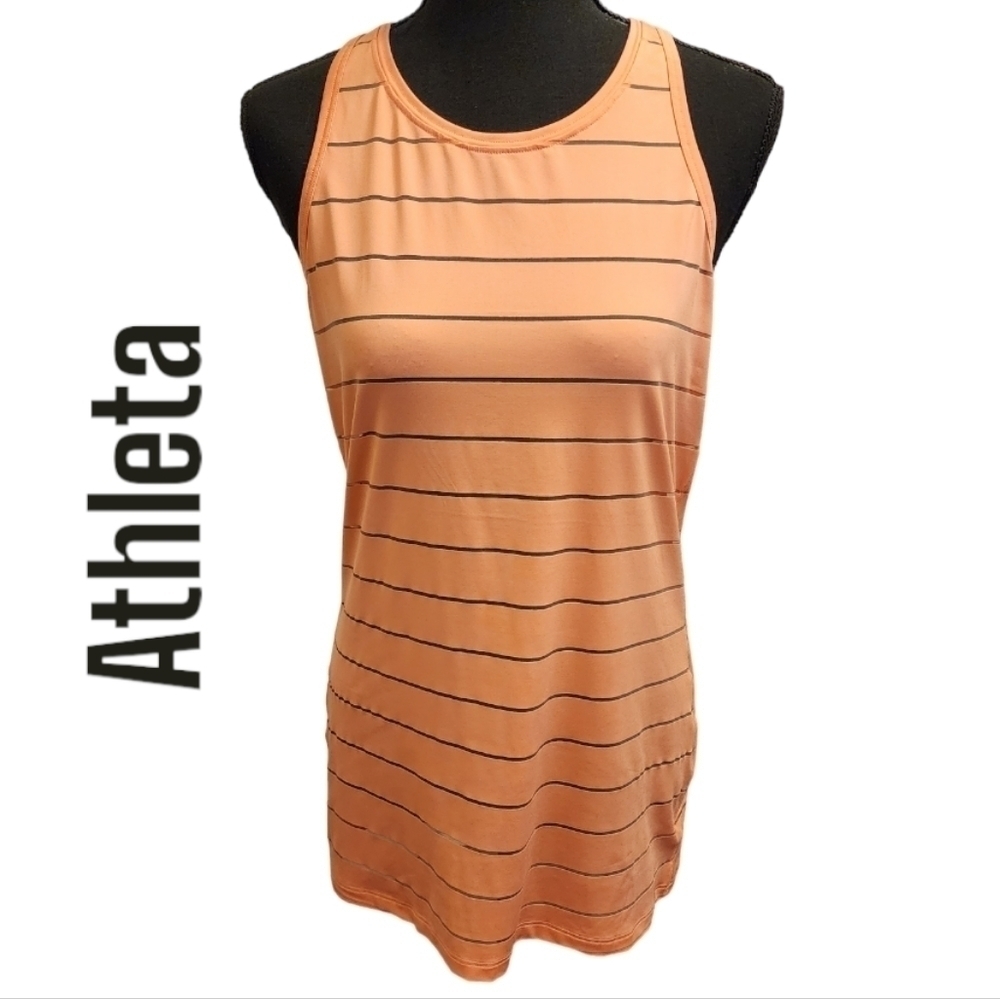 Athleta womans coral stripped racer back tank top size small